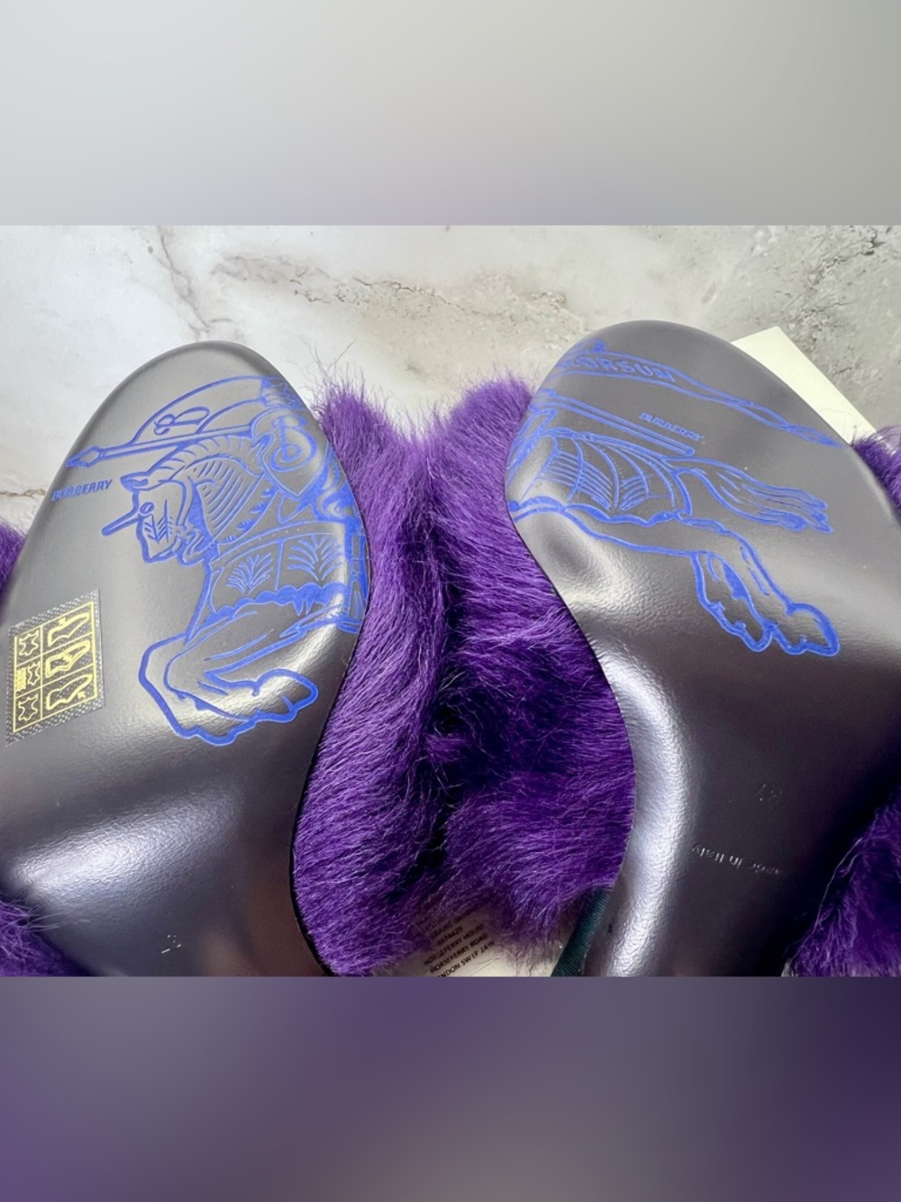 Burberry Purple Minnie Real Fur Shearling Stiletto Mules Full Inclusion. Size 37 - Picture 2 of 12